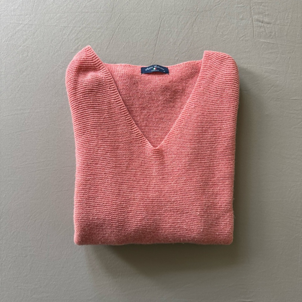 Italian Collection Garter-Stitch V-Neck Sweater